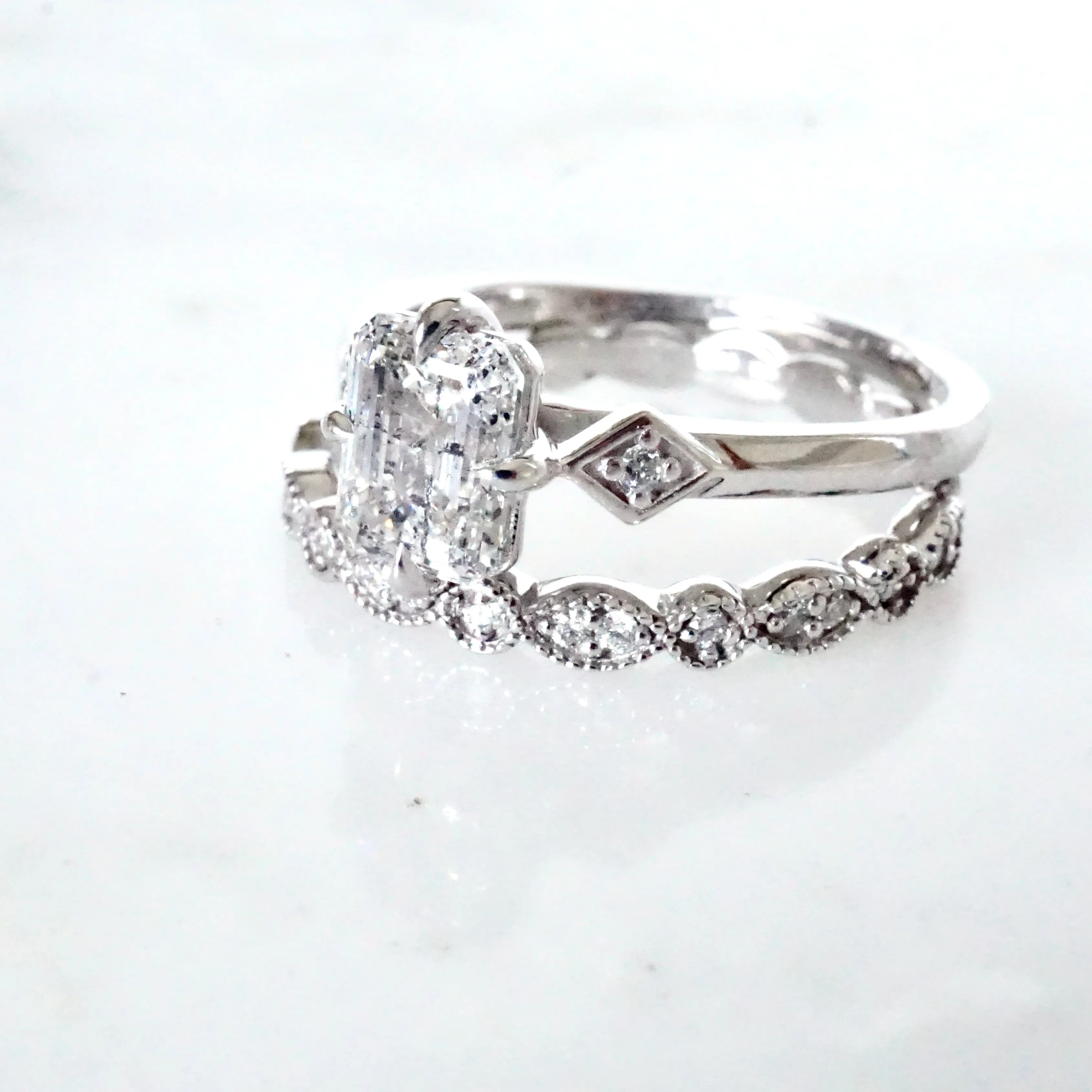 Emerald Cut Lab Diamond Engagement Ring - Alternative Diamond Engagement Ring
