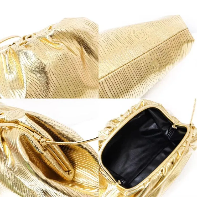 Fashion Shoulder Bag for Women's Cloud Handbag Small Bag Waterproof Gold Silver Rose Red Elastic Belt Purse Gift for Friends