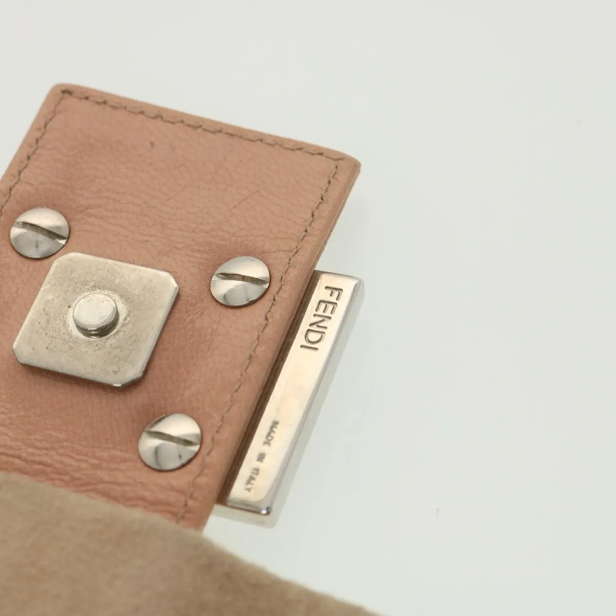 FENDI Mamma Baguette Shoulder Bag Suede Beige Auth yk6145B