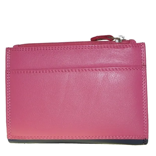 Funky Leather Wallet | Black/Hot Pink