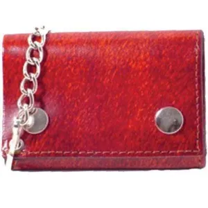 Genuine Leather Biker Trifold Chain Wallet Red 946-6 (C)