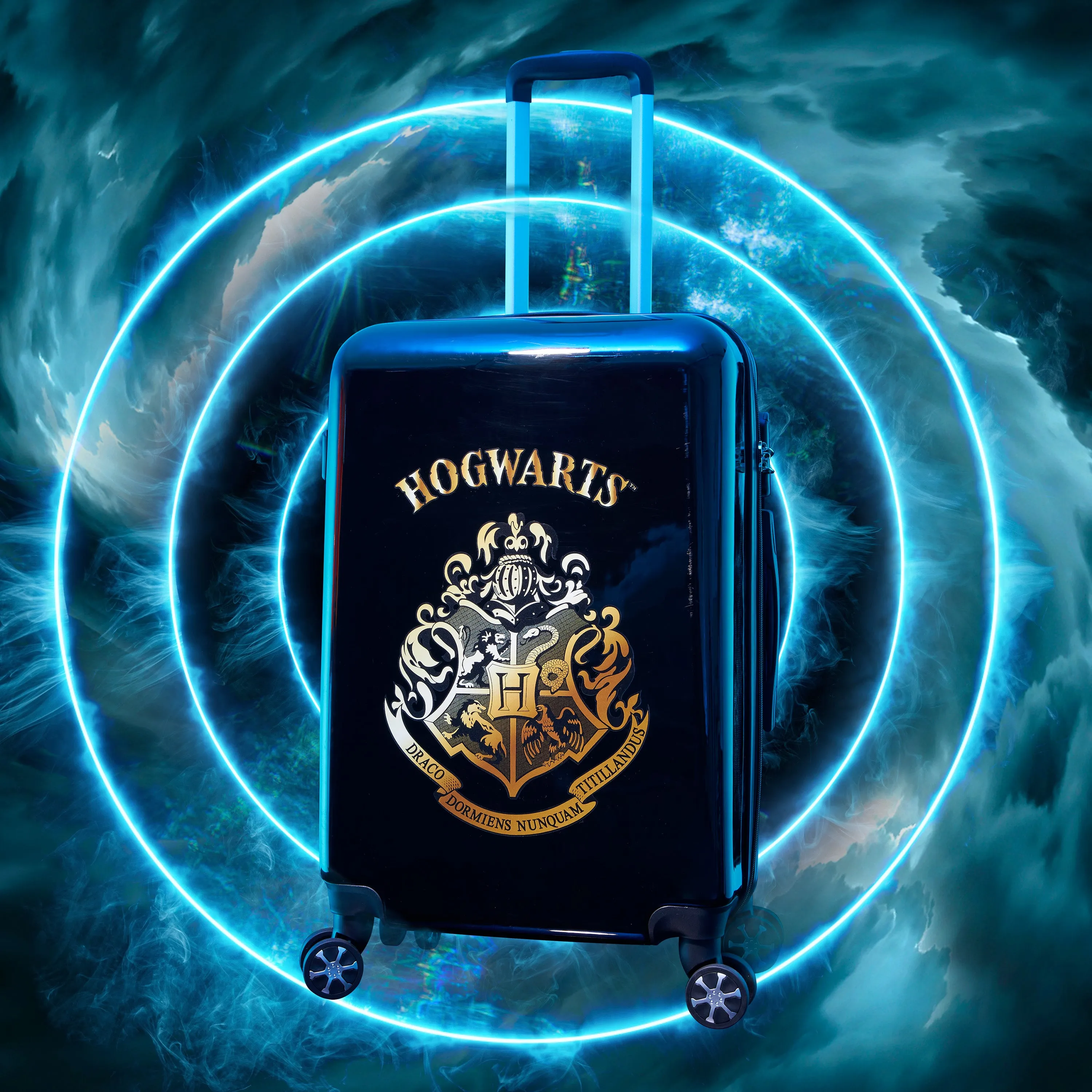 Harry Potter Hard Shell Suitcase, 67 x 42 x 25cm, 60L Capacity, 4 Wheels Combination Lock - Travel Essentials (M/67cm - 60L, Black)