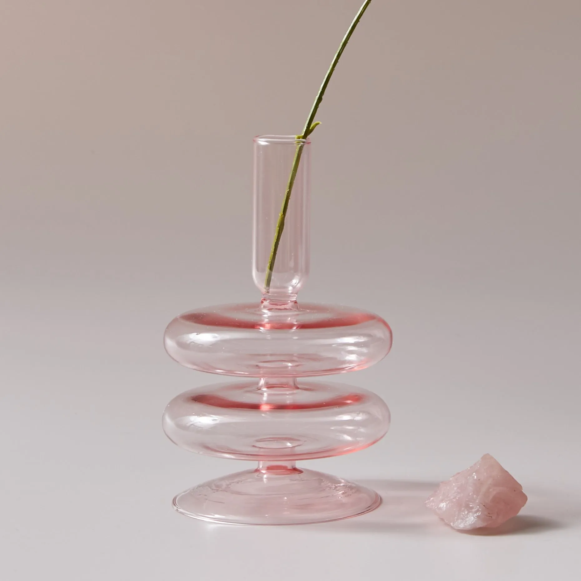 Jelly Pink Glass Candle Holders