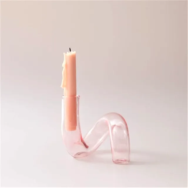 Jelly Pink Glass Candle Holders