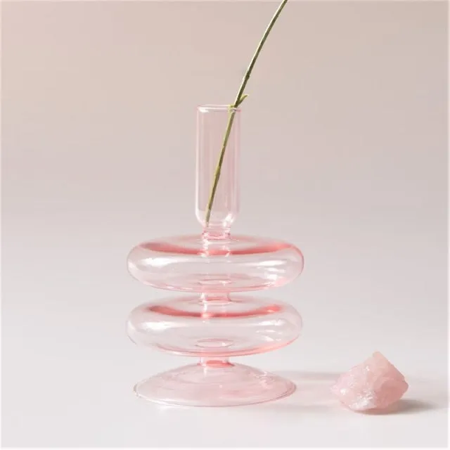 Jelly Pink Glass Candle Holders