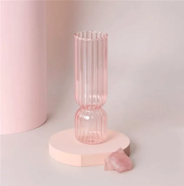 Jelly Pink Glass Candle Holders