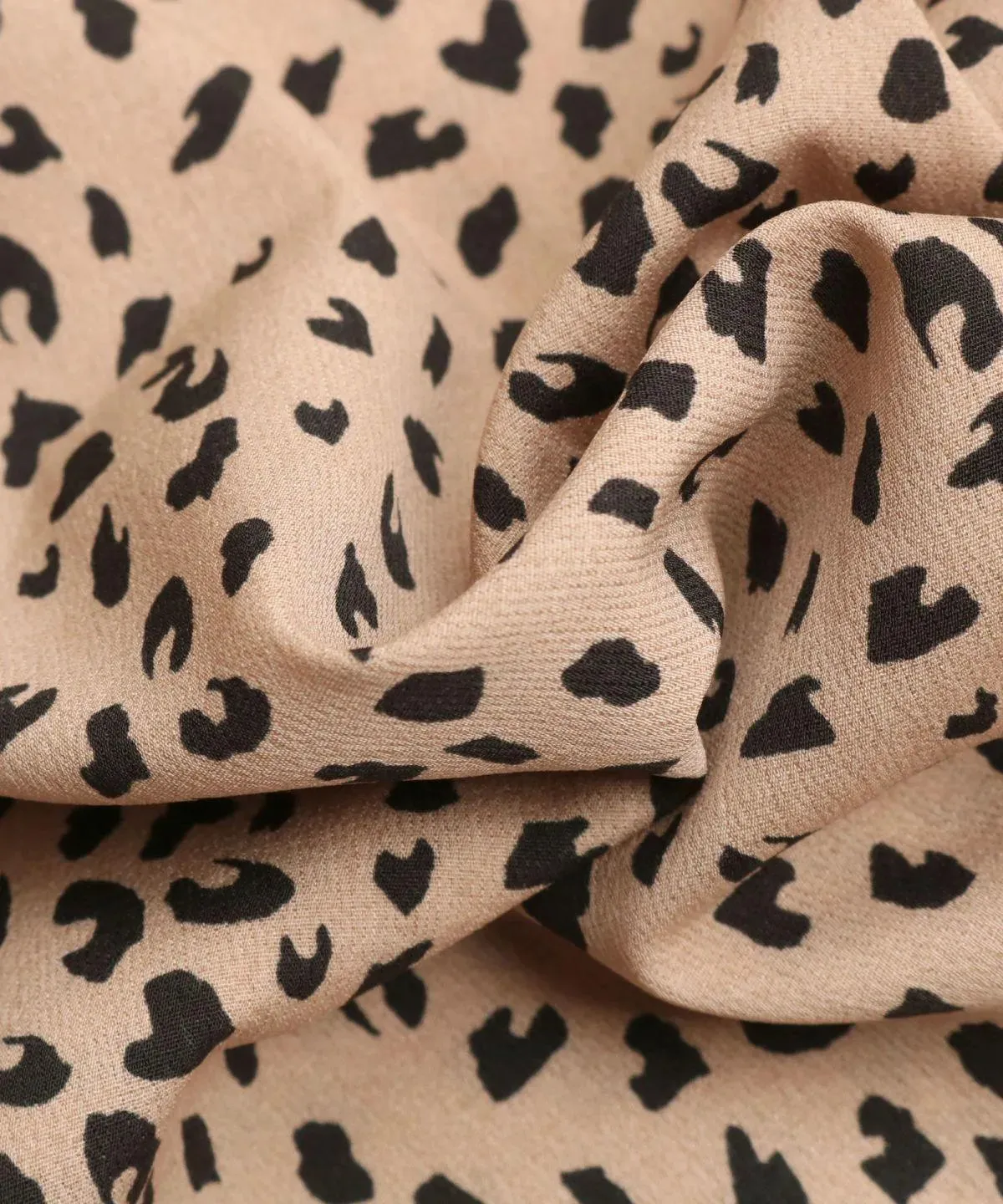 Khaki V-Neck Lantern Sleeve Leopard Blouse