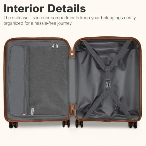 Kono 24-Inch Expandable Lightweight Hard Shell Check-In Suitcase with TSA Lock - Grey & Brown
