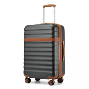 Kono 24-Inch Expandable Lightweight Hard Shell Check-In Suitcase with TSA Lock - Grey & Brown