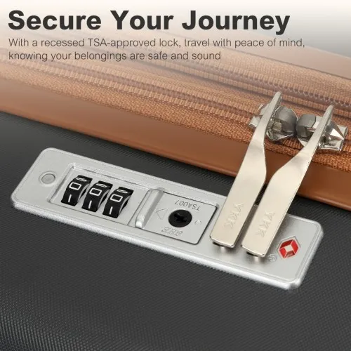 Kono 24-Inch Expandable Lightweight Hard Shell Check-In Suitcase with TSA Lock - Grey & Brown