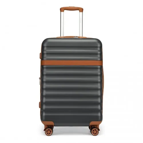 Kono 24-Inch Expandable Lightweight Hard Shell Check-In Suitcase with TSA Lock - Grey & Brown