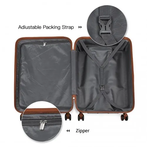 Kono 28 Inch ABS Suitcase in Black and Brown - Durable & Stylish Luggage