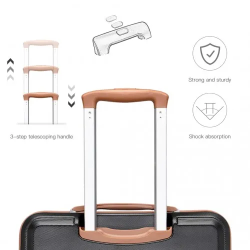 Kono 28 Inch ABS Suitcase in Black and Brown - Durable & Stylish Luggage
