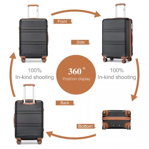 Kono 28 Inch ABS Suitcase in Black and Brown - Durable & Stylish Luggage