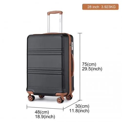 Kono 28 Inch ABS Suitcase in Black and Brown - Durable & Stylish Luggage