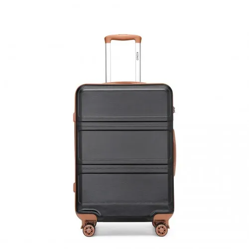 Kono 28 Inch ABS Suitcase in Black and Brown - Durable & Stylish Luggage