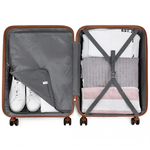 Kono 28 Inch ABS Suitcase in Black and Brown - Durable & Stylish Luggage