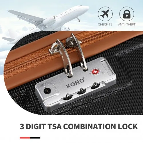 Kono 28 Inch ABS Suitcase in Black and Brown - Durable & Stylish Luggage