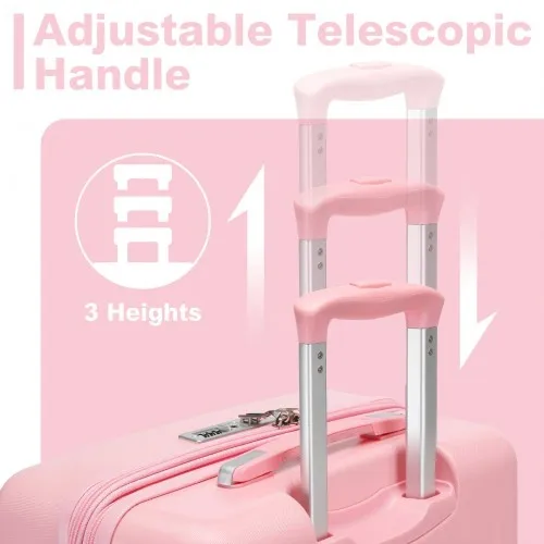 Kono 3 Piece Luggage Set 20/24/28 Inch Sleek Striped Expandable ABS PC Suitcase With TSA Lock And Four Spinner Wheels - Pink