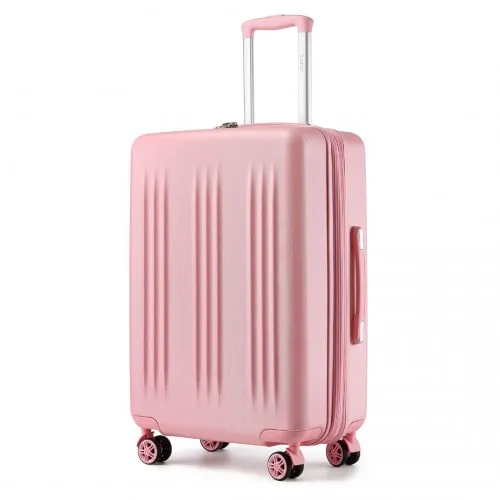 Kono 3 Piece Luggage Set 20/24/28 Inch Sleek Striped Expandable ABS PC Suitcase With TSA Lock And Four Spinner Wheels - Pink