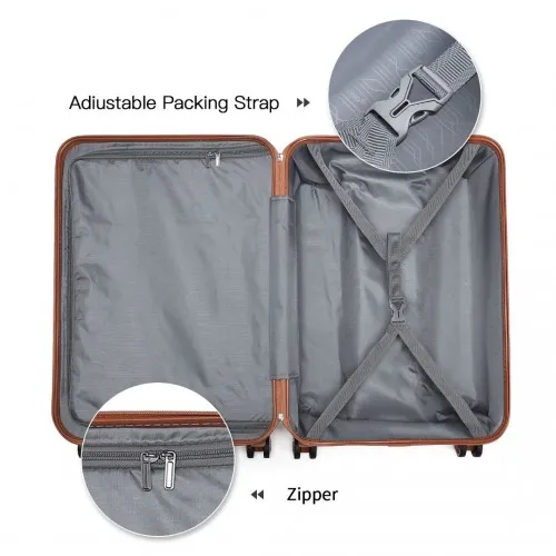 Kono ABS 24 Inch Sculpted Horizontal Design Suitcase - Cream | Durable & Stylish Luggage