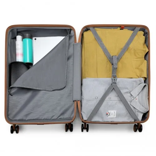 Kono ABS 24 Inch Sculpted Horizontal Design Suitcase - Cream | Durable & Stylish Luggage