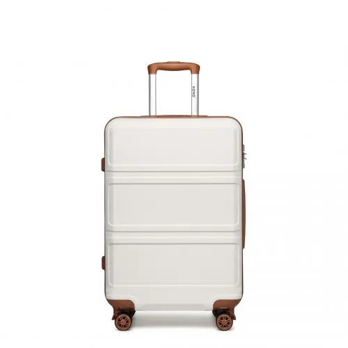 Kono ABS 24 Inch Sculpted Horizontal Design Suitcase - Cream | Durable & Stylish Luggage