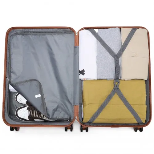 Kono ABS 24 Inch Sculpted Horizontal Design Suitcase - Cream | Durable & Stylish Luggage