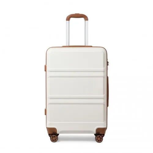 Kono ABS 24 Inch Sculpted Horizontal Design Suitcase - Cream | Durable & Stylish Luggage
