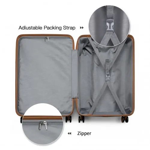 Kono ABS 24 Inch Sculpted Horizontal Design Suitcase - Cream | Durable & Stylish Luggage