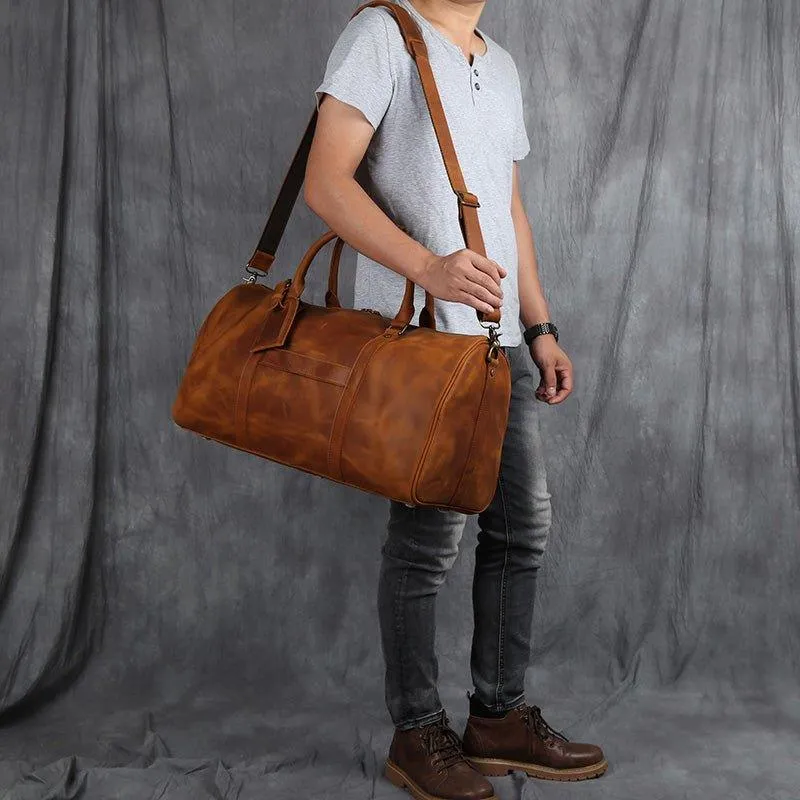 Large Leather Duffle bag With Trolley Sleeve