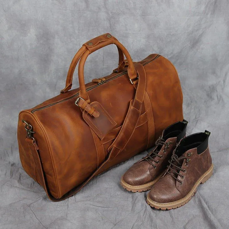 Large Leather Duffle bag With Trolley Sleeve