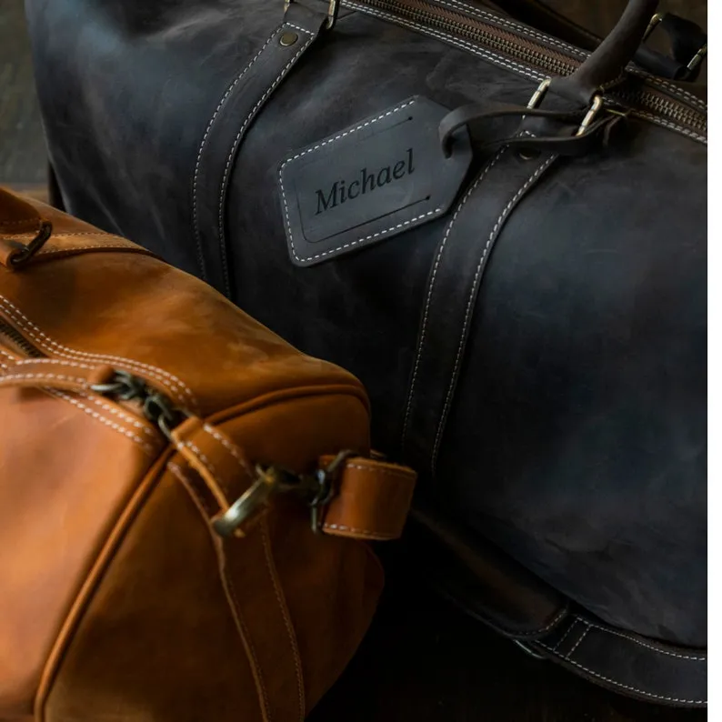 Large Leather Duffle bag With Trolley Sleeve