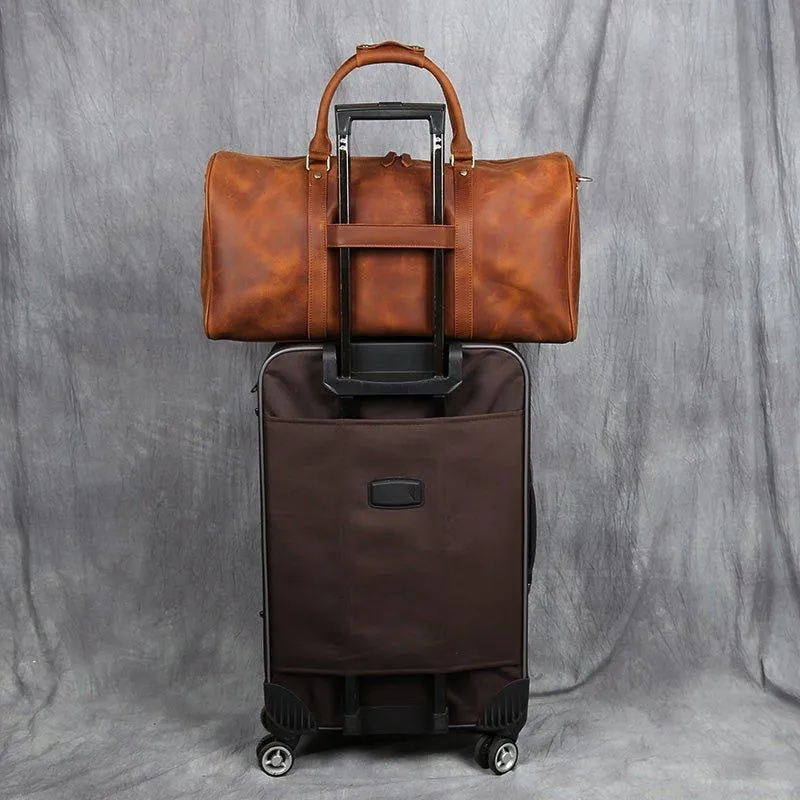 Large Leather Duffle bag With Trolley Sleeve