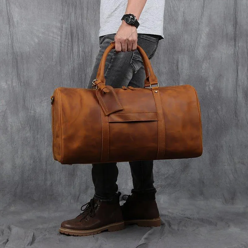 Large Leather Duffle bag With Trolley Sleeve
