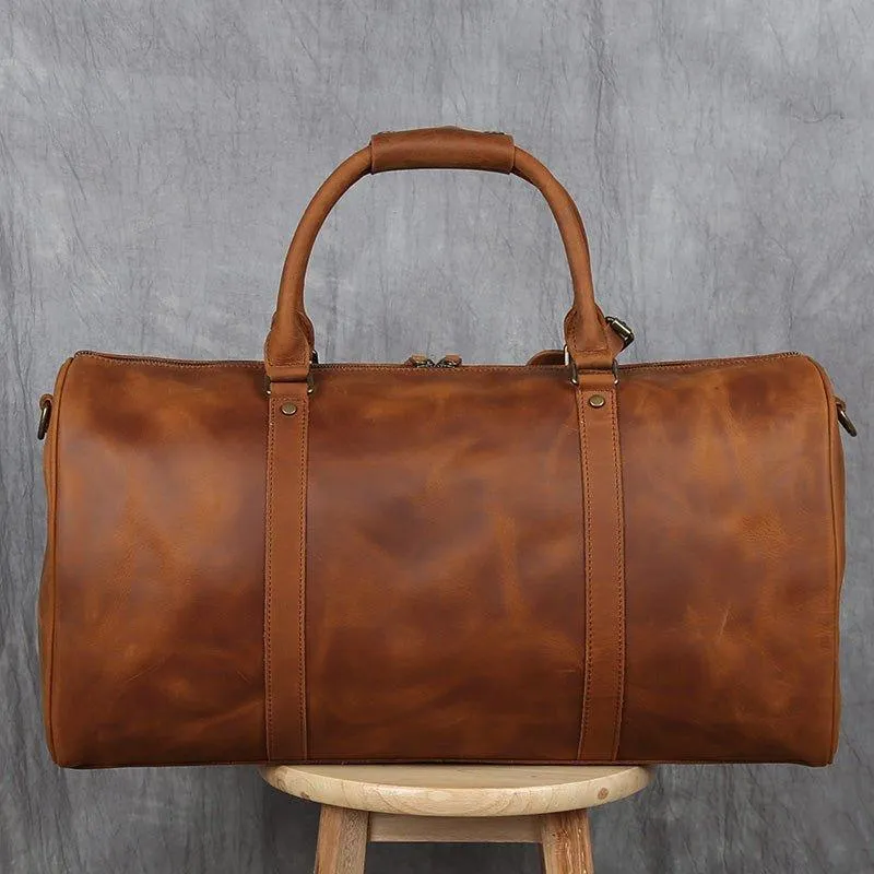 Large Leather Duffle bag With Trolley Sleeve