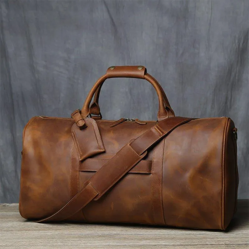 Large Leather Duffle bag With Trolley Sleeve