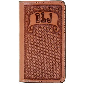 LCPW01 - Natural Leather Tooled Cell Phone Wallet