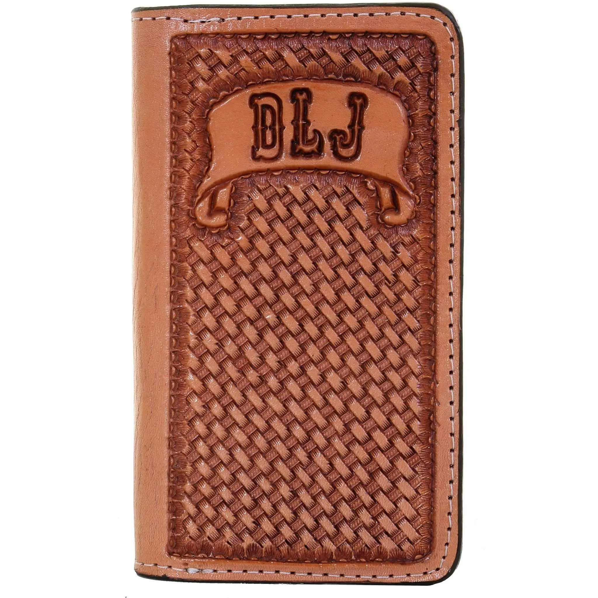 LCPW01 - Natural Leather Tooled Cell Phone Wallet