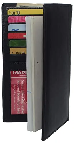 Leather Long Wallets for Men RFID Protected - Men's Slim Long Wallet & Checkbook Wallet