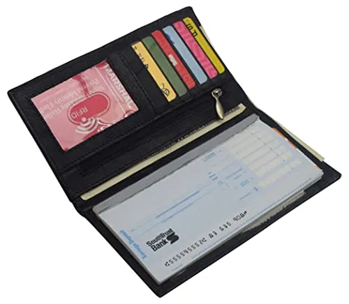 Leather Long Wallets for Men RFID Protected - Men's Slim Long Wallet & Checkbook Wallet