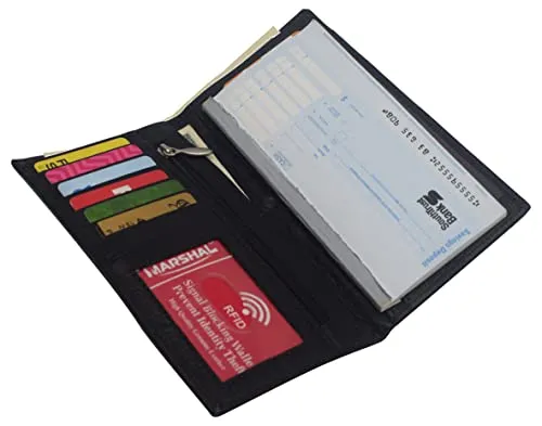 Leather Long Wallets for Men RFID Protected - Men's Slim Long Wallet & Checkbook Wallet