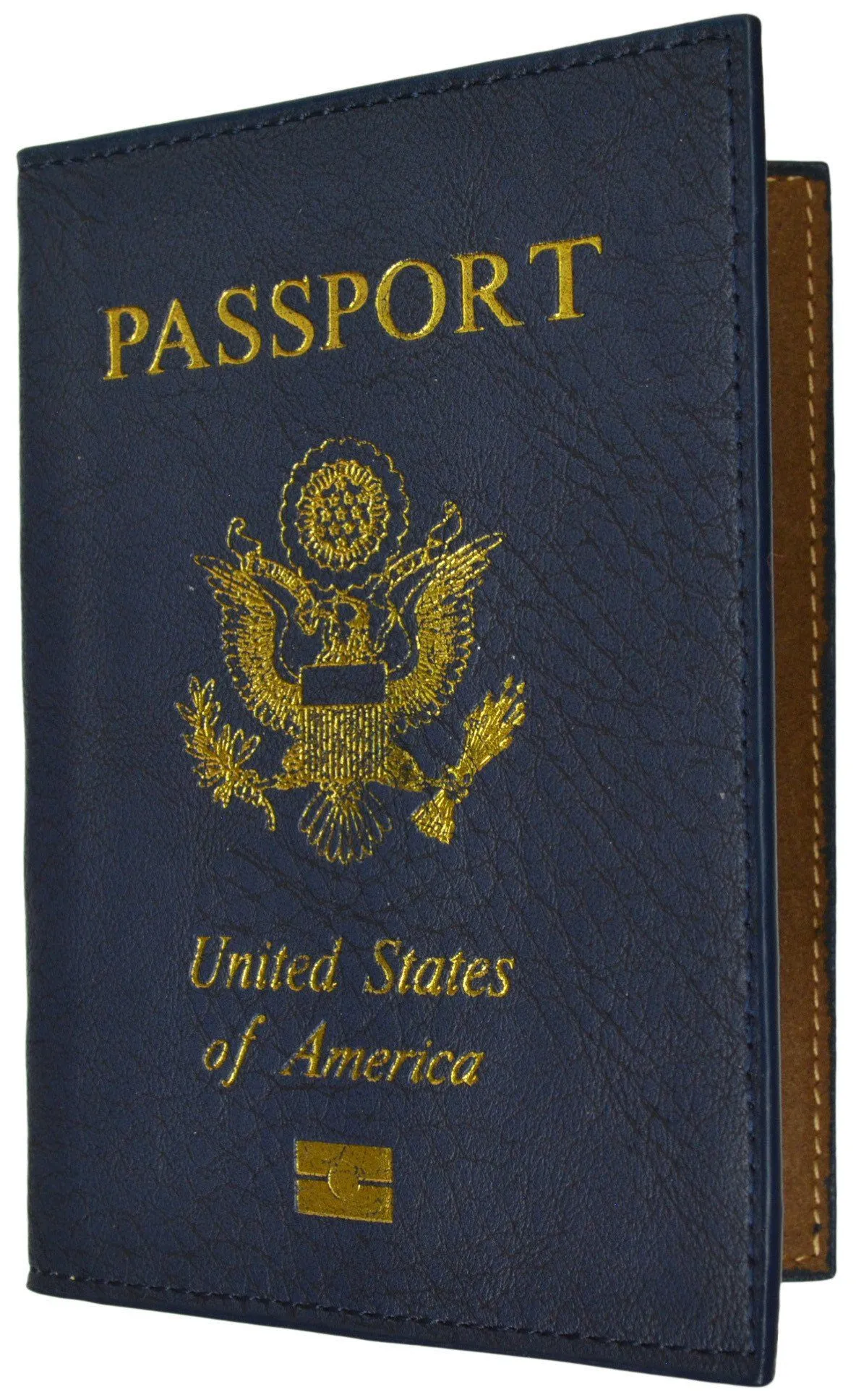 Leather USA Logo Passport Holder - Baby Blue