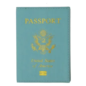 Leather USA Logo Passport Holder - Baby Blue
