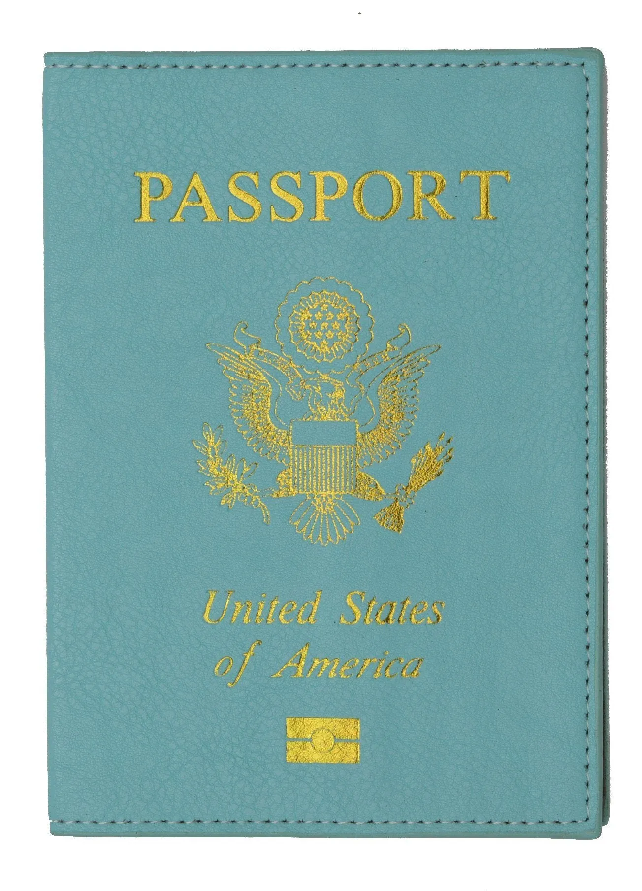 Leather USA Logo Passport Holder - Baby Blue