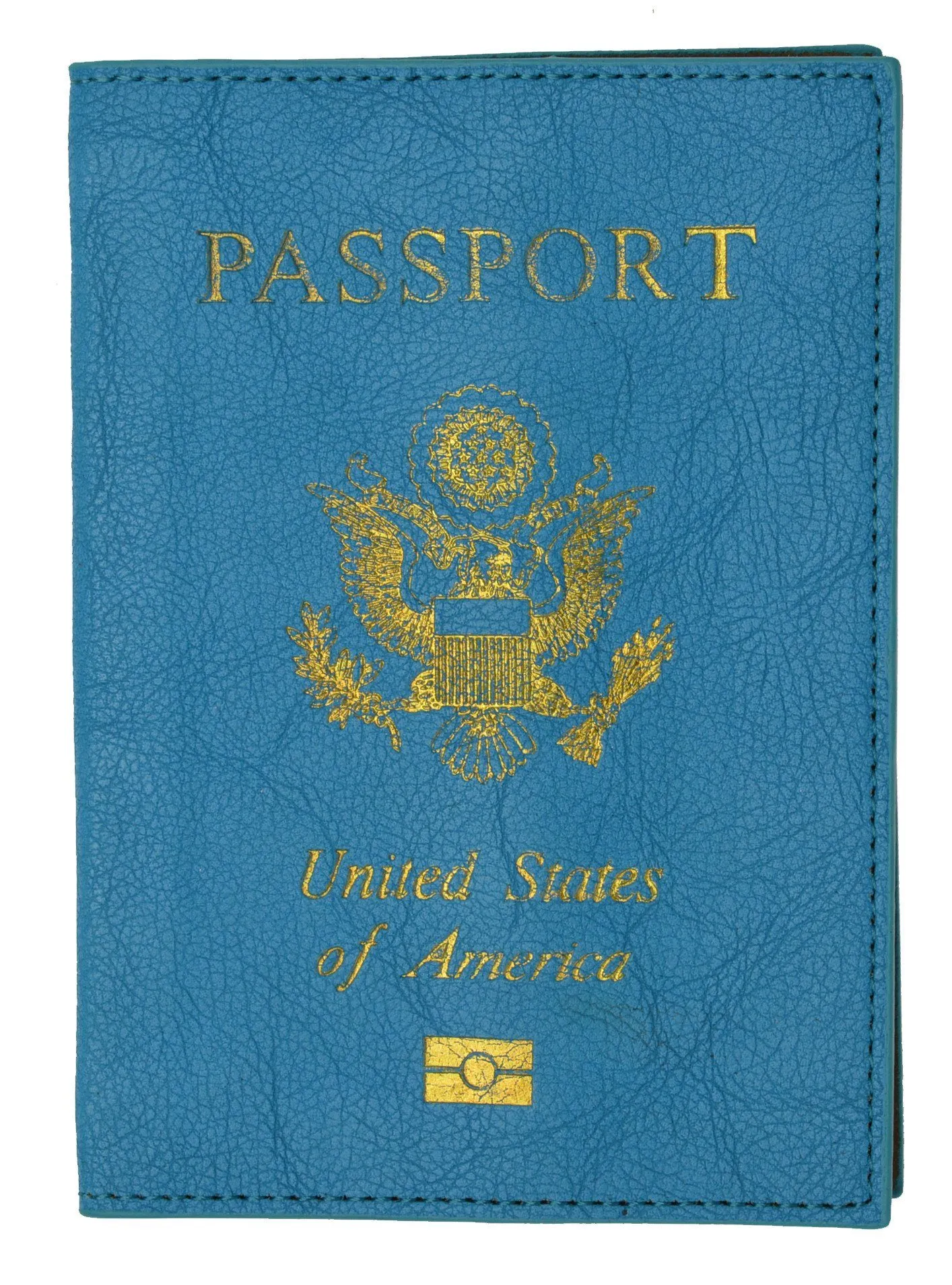Leather USA Logo Passport Holder - Baby Blue