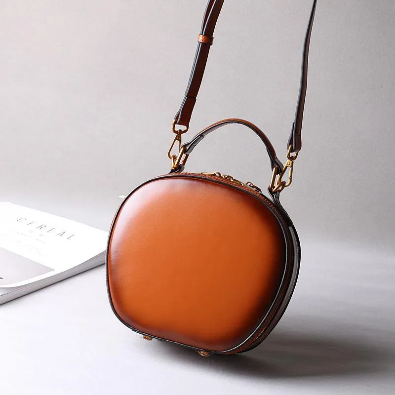 Lusso Leather Crossbody Round Bag