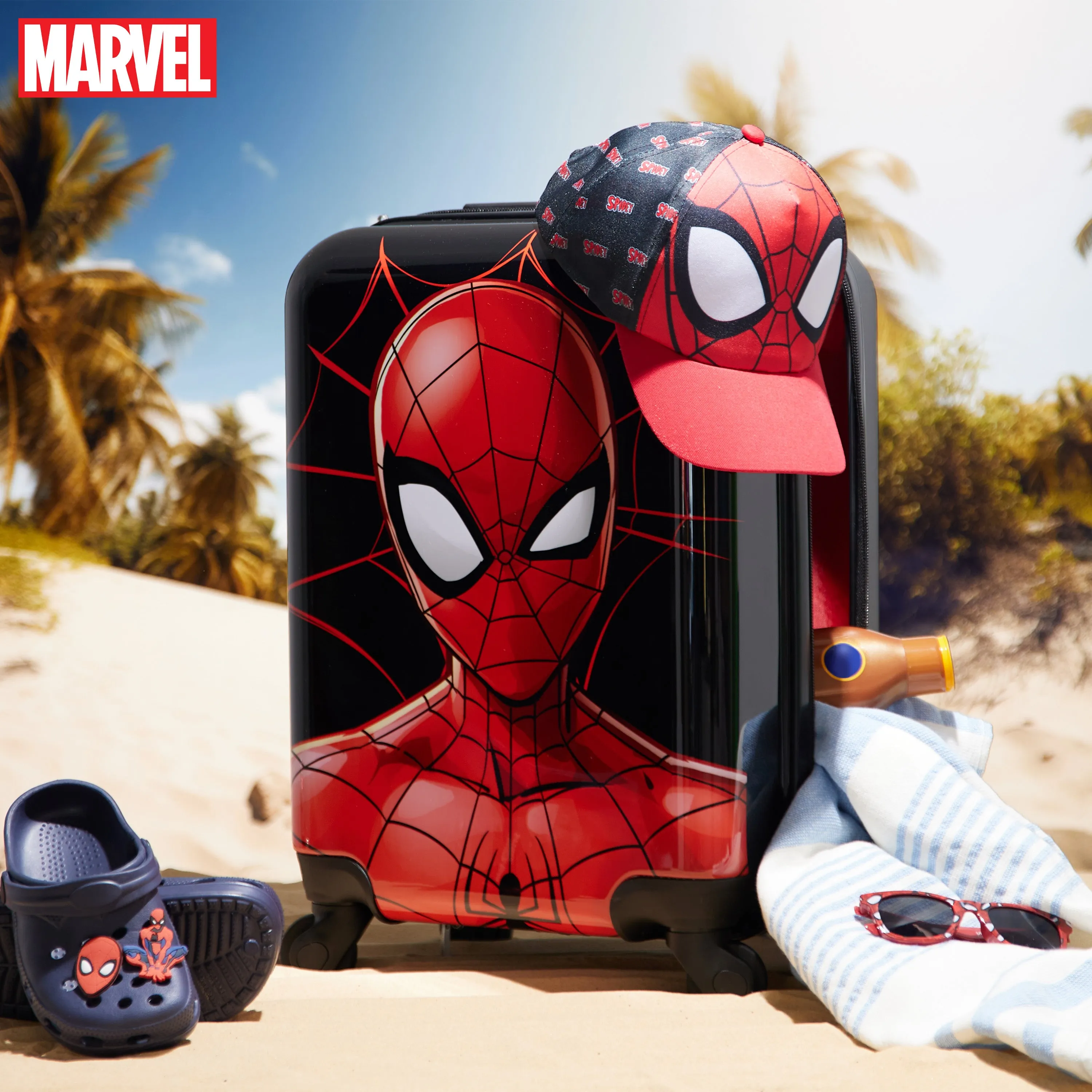 Marvel Carry On Suitcase for Kids Spiderman Cabin Bag with Wheels