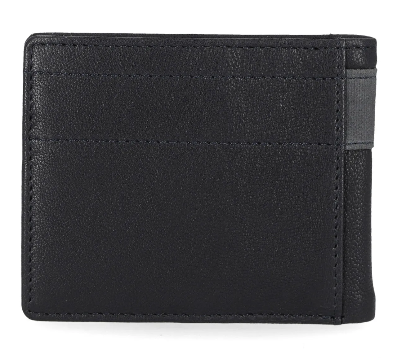 Men's Genuine Leather With Calvary Canvas Trim Billfold Wallet