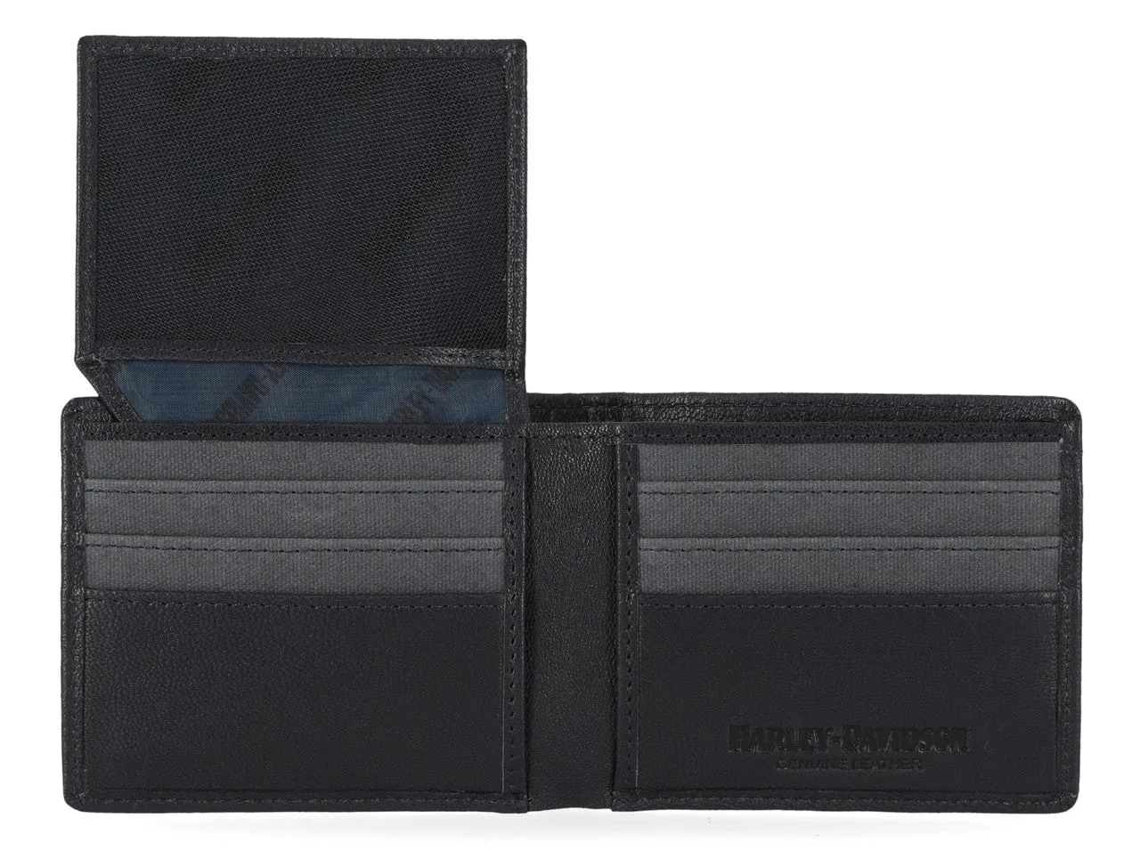 Men's Genuine Leather With Calvary Canvas Trim Billfold Wallet